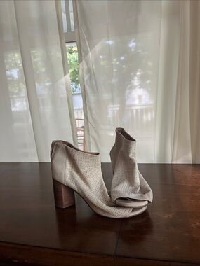 Seychelles Perforated Open-Toe Ankle Boot in Light Beige
